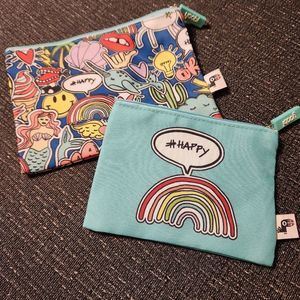 Yoobi Cosmetic Travel Zippered Organizer Pouches set of 2 Happy Narwhal